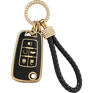 Key Fob Case 5 Button for Chevy Cruze Camaro Impala Equinox GMC Terrain Buick Regal Lacrosse 2010 2011 2012 2013 2014 2015 2016 2017 Keyless Entry Remote Control Car Key Fob Shell