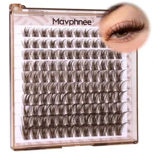 Brown Lash Clusters Dark Brown Eyelash Extensions Natural Lash Extensions Fairy Cluster Eyelash Extensions Wispy D-Curly Individual Eyelashes Clusters 10-18MM 120Pcs Soft Cluster Lashes
