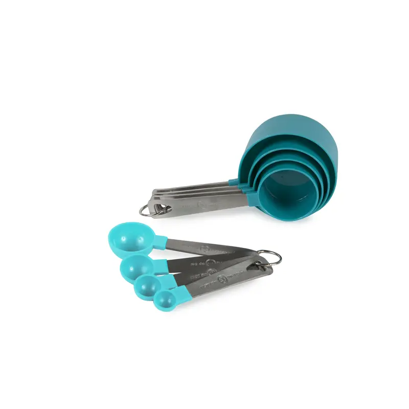 Core Kitchen 6037262 Polypropylene Measuring Spoon Set - Blue & Silver, Multi-Size Kitchen Utensils for Cooking
