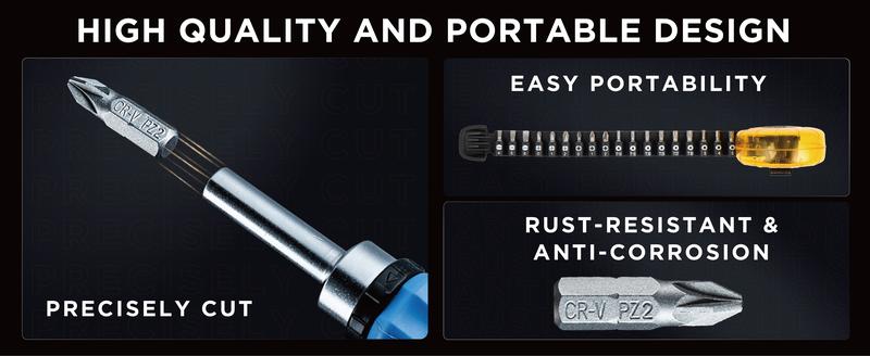 toolant 20 Pcs Screwdriver Bits Set, Hex, Torx, Square, Slotted, Phillips, Pozi Bits Set, CV-R Steel, Tapeline Bits Holder, Easy Carry, Perfect Gift