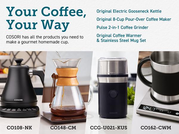 COSORI Coffee Espresso Grinder Electric, Food Grade Stainless Steel Blades, 12 Cups, Black