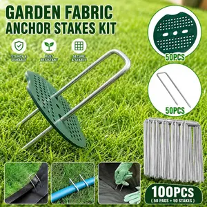 Galvanized U-Shaped Ground Stakes & Pegs - Heavy Duty Anti-Rust No Bend, Multiple (3.94"+ Up), Garden Landscape Fabric Pins, Lawn Spikes for Weed Barrier, Hose, Tent, Tarps, Fence, Artificial Turf & Outdoor Use, Multi-Pack Options