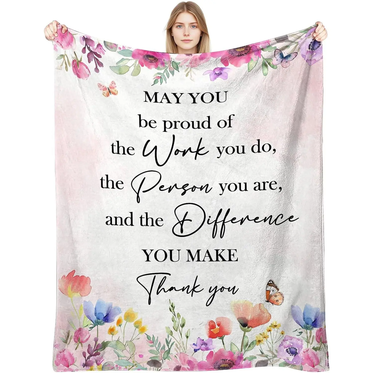 Thank You Gifts for Women, Appreciation Gifts for Employee, Inspirational Gifts for Women, Farewell Gifts for Coworkers/Teacher/Nurse Throw Blanket 60”×50”