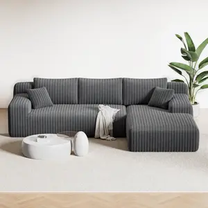 【2 Packages shipping】105" Cloud Sectional Couch L-Shaped Modular Sectional Sofa with Deep Seat Boneless Couches, Tool-Free Assembly, Vacuum-Sealed Compression Couch for Living Room or Bedroom, Popular Boneless Sectional Sofa for Multiple People