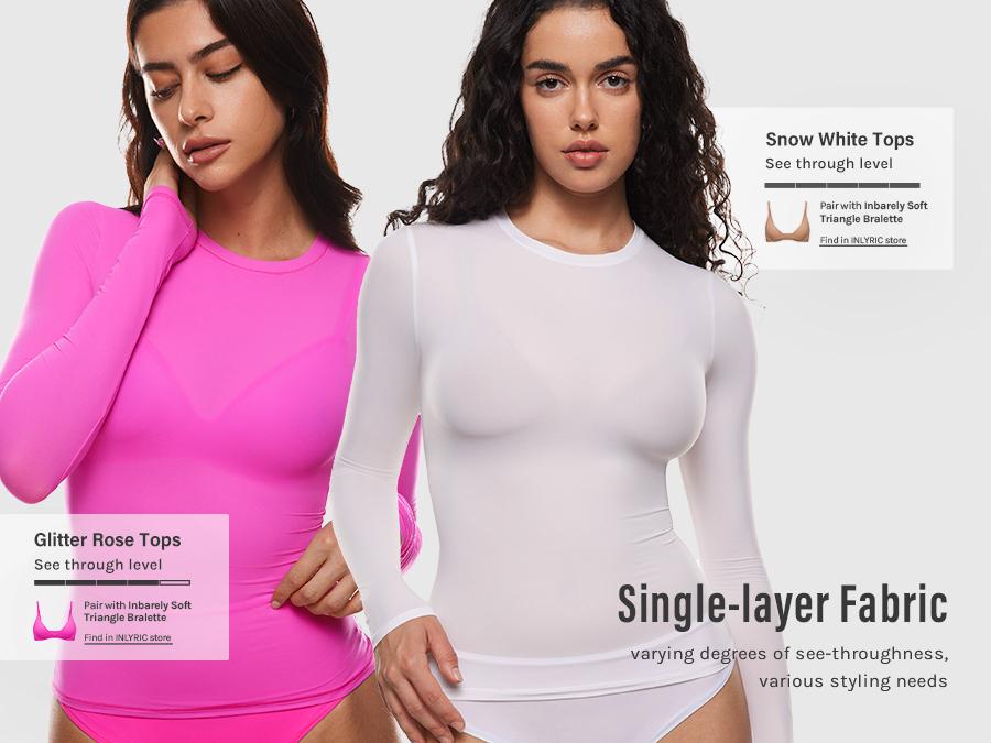 Inbarely Soft Single-Layer Basic Long Sleeve Shirts See Through SpringStatements