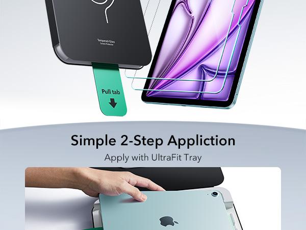 ESR 2 Pack Screen Protector for iPad Pro 11/13 (M5/M4) 2025/2024&iPad Air11/13 inch | 9H Tempered Glass Film | with UltraFit Tray | Apple Pencil Support | Scratch Resistant | HD Clarity | Bubble Free