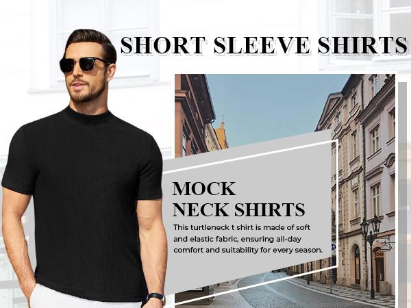 COOFANDY Mens Mock Turtleneck Sweater Short Sleeve Turtle Neck Sweaters Casual Ribbed Knited Pullover Tops Solid Basic Tee COOFANDY Mens Mock Turtleneck Sweater Short Sleeve Turtle Neck Sweaters Casual Ribbed Knited Pullover Tops Solid Basic Tee