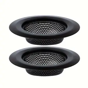 1pc Colador de Fregadero de Cocina de Acero Inoxidable Duradero - Negro, Diseño de Malla Hexagonal para un Drenaje Eficiente, Perfecto para Lavabos y Fregaderos de Verduras