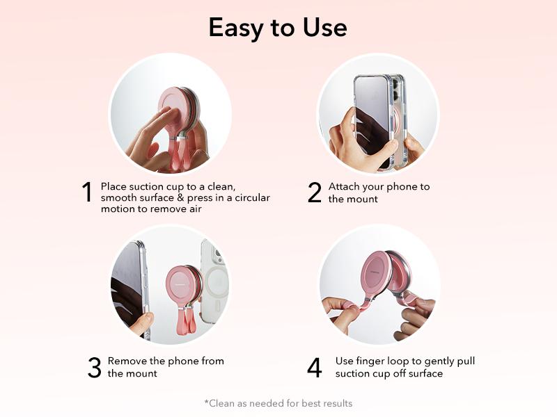 ESR MagSafe Suction Mount - Silicone Phone Grip for iPhone 17/16/15/14/13/12, Android, S25, TikTok, Video & Selfies, Hands-Free Mirror Phone Holder