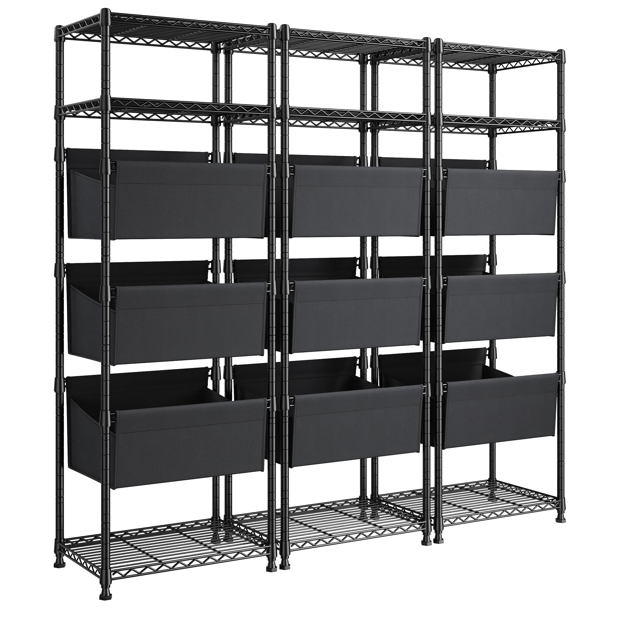【Closet Storage Organizer】Raybee 6 Tier Corner Shelf with Basket,72'' Tall Storage Shelves Organizer Units, Adjustable Metal industrial Bookshelf for Wall Corner,Living room,Kitchen,Home Office