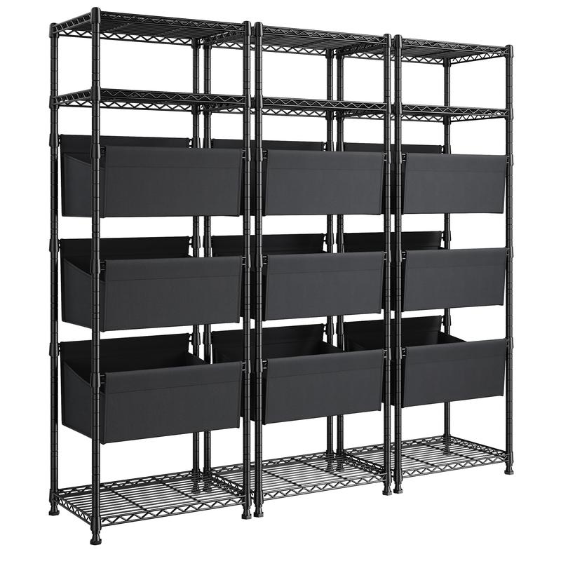 【Closet Storage Organizer】Raybee 6 Tier Corner Shelf with Basket,72'' Tall Storage Shelves Organizer Units, Adjustable Metal industrial Bookshelf for Wall Corner,Living room,Kitchen,Home Office
