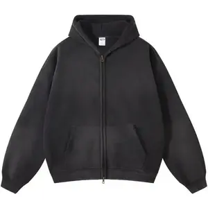 Mens Oversized Hoodies Streetwear Unisex Vintage Hoodies Zip Up Acid Wash Sweatshirt for Men Heavyweight