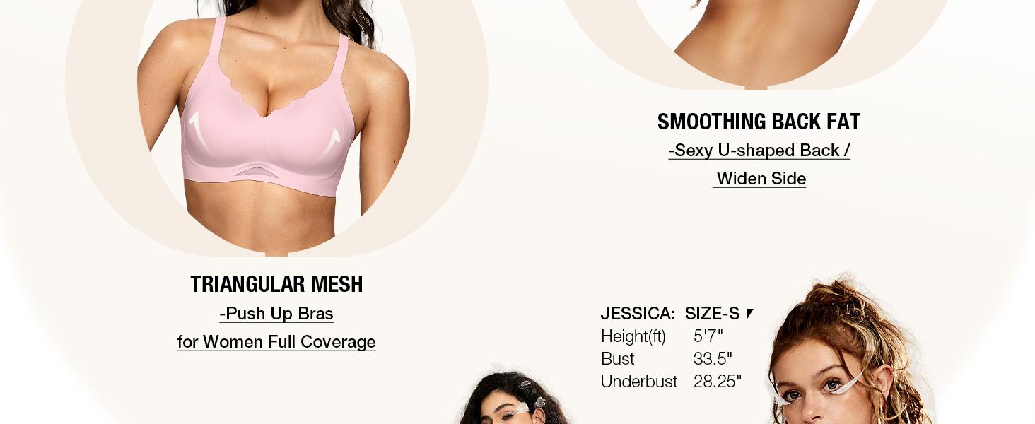 OEAK Womens Wireless Bras Push Up Bralettes No Underwire Supportive Scalloped Tshirt Jelly Bra Seamless Comfortable Everyday Bras Dealsforyoudays