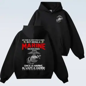 Once a Marine Always a Marine Hoodie, USMC Veteran Pride Hoodie, Military Marine Corps Hoodie, Unisex T-shirt, Menswear Clothing, Clothing for men, Gift for Boyfriend, Gift for Dad