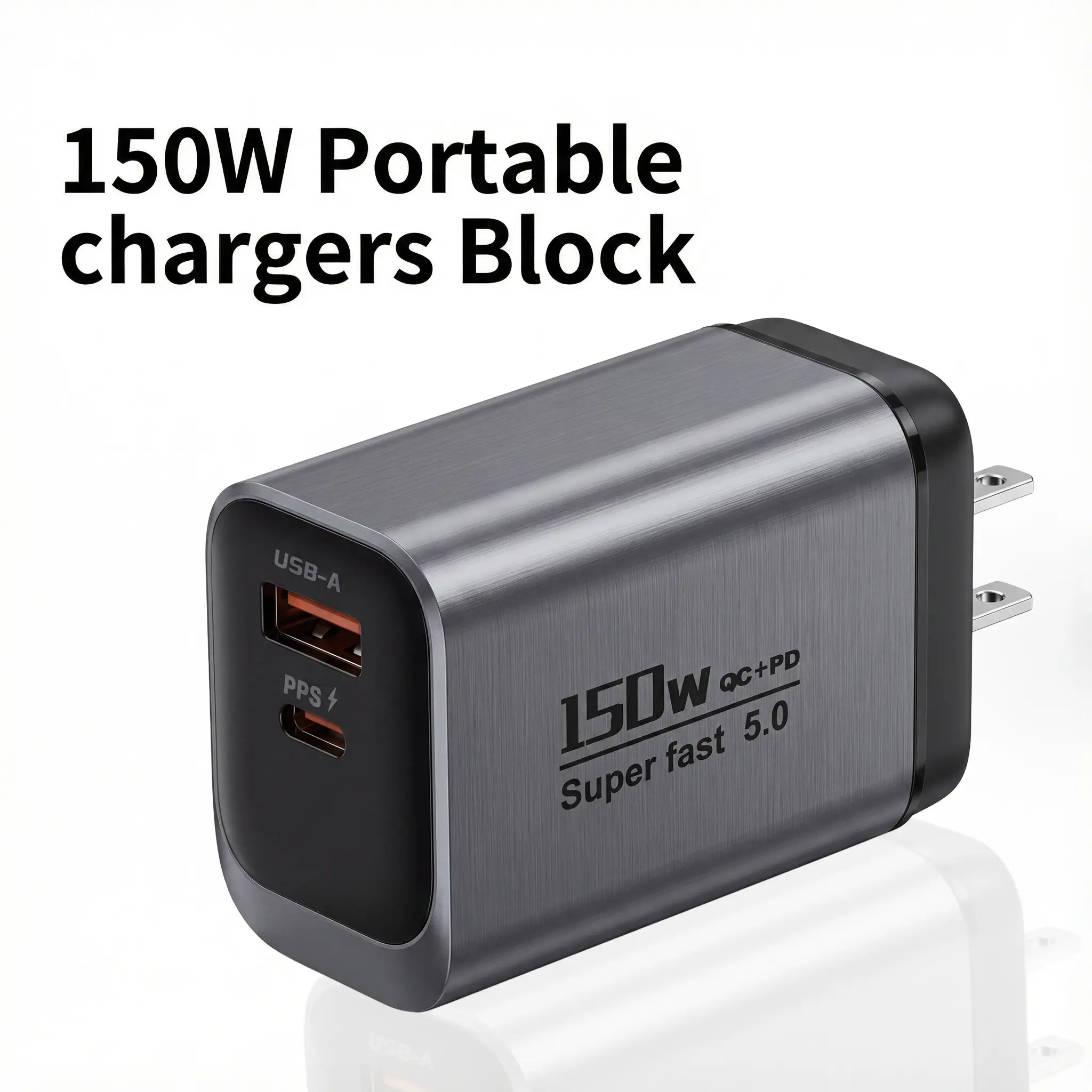 USB C Charger Block 2Port whit USB-A Type-C 150W GaN Super Fast Charging Block Fast Charging Adapter for MacBook iPhone Laptop Samsung Galaxy iPad Android, Fast Chargers, Multi-Port Adapter Chargers