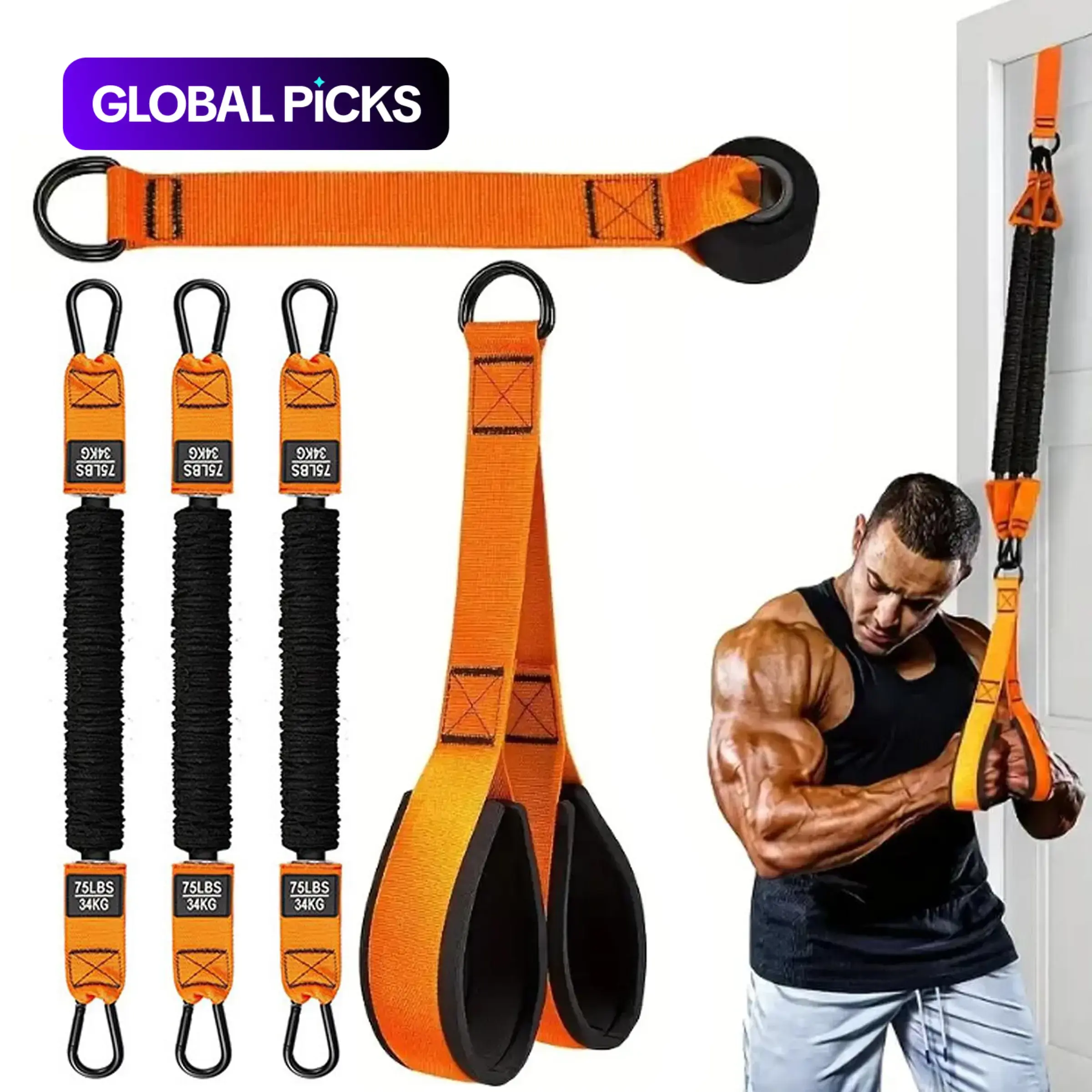 Heavy-Duty Adjustable Resistance Training Equipment, Fitness Equipment, Exercise Equipment, Workout Straps and 225 lbs Resistance Band for Full-Body Strength Training (Arms, Back, Core and Shoulders), Home and Gym Workout #GLOBAL PICKS