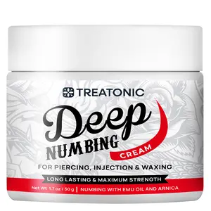 Treatonic Deep Tattoo Numbing Cream: Maximum Strength Numbing Cream for Tattooing, Piercing, Waxing & Injections - Up to 6 Hours Extra Strength Numbing Cream for Tattoos - (50g/1.7oz)