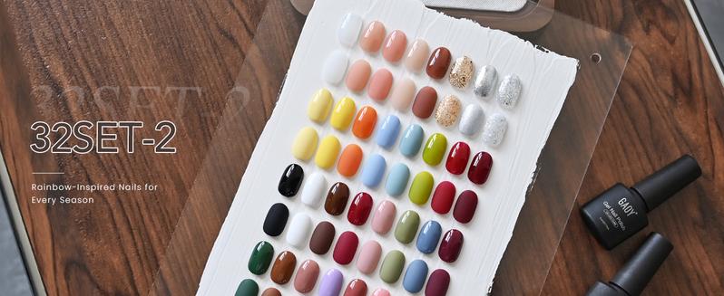 GAOY 36 Pcs Gel Nail Polish Set, 32 Colors All Season Gel Polish Kit Red Black White Nude Glitter with 4 Pcs Soak off Base Glossy Matte Top Coat & Builder for Nail Art DIY Manicure at Home