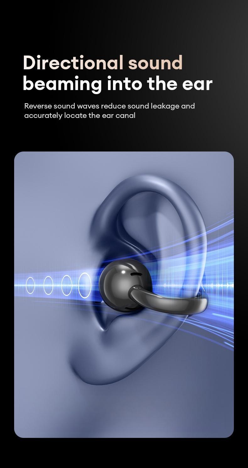 HYUNDAI M100 Clip-On Ear Headphones with Audio-Visual Touch Screen, Wireless Audio Headphones for Music & Phone Calls, Sport Waterproof & Sweatproof, with 2025 Bluetooth 6.0 for Faster, Stable Connection & Low Power Use