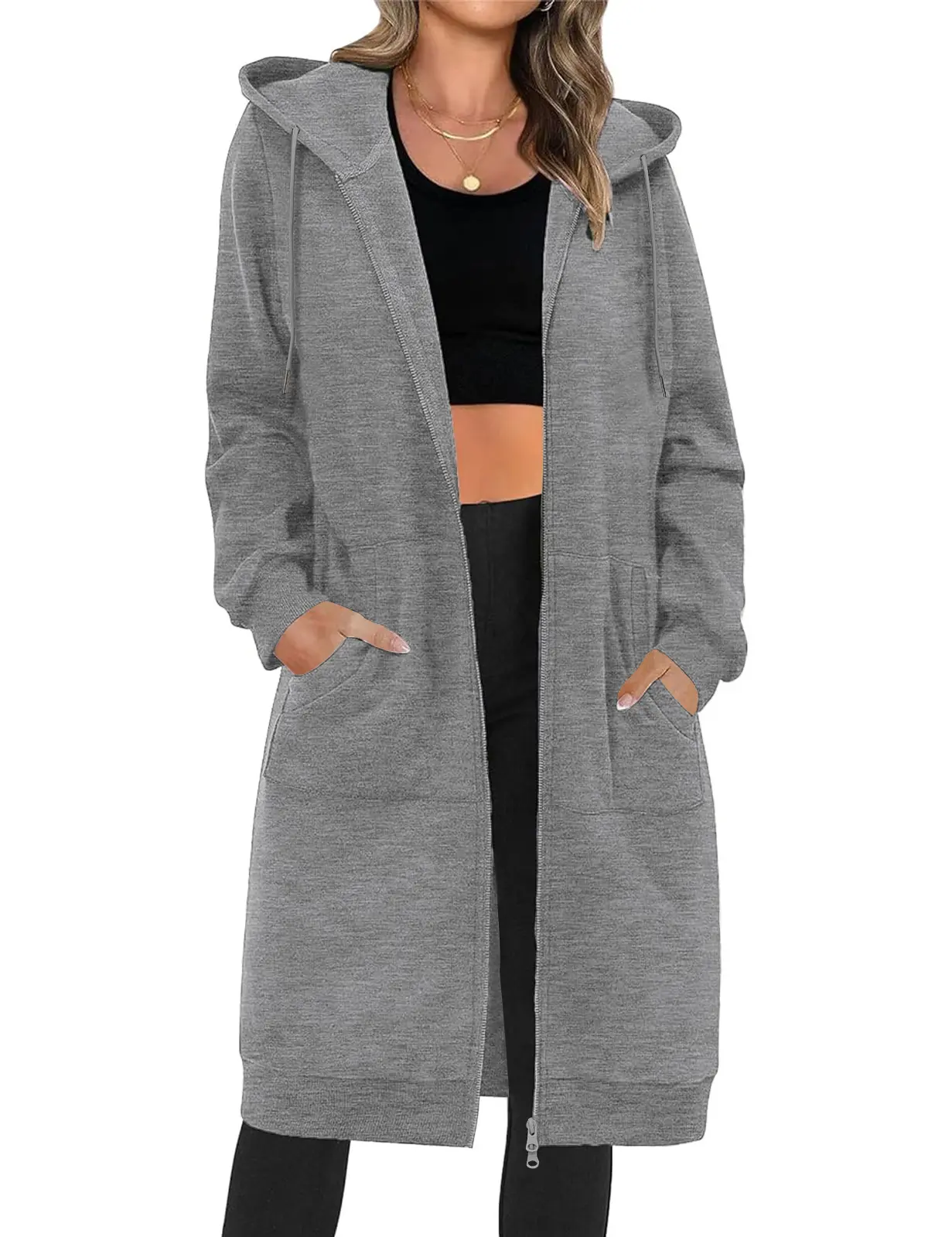【Early Bird Price】HEEKPEK Women Casual Zip up Fleece Hoodies Tunic Sweatshirt Long Hoodie Jacket Cotton Long Sleeve fitted striped knitwear, Cardigan, Zipper, Everyday, Fabric