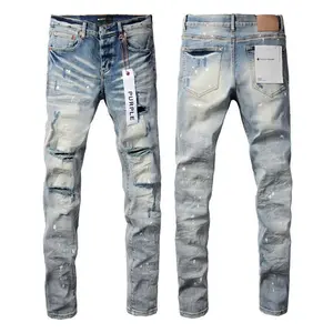 Men's Jeans Casual Comfortable Ripped Straight Slim Fit Stretch Jeans with Rips