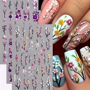 3pcs Nail Art Stickers, 5D Embossed Flower Love Pattern Daisy Self-adhesive Nail Stickers, DIY Nail Art Decorations, Durable Nail Decals for Hands& Feet, Nail Art Supplies for Women And