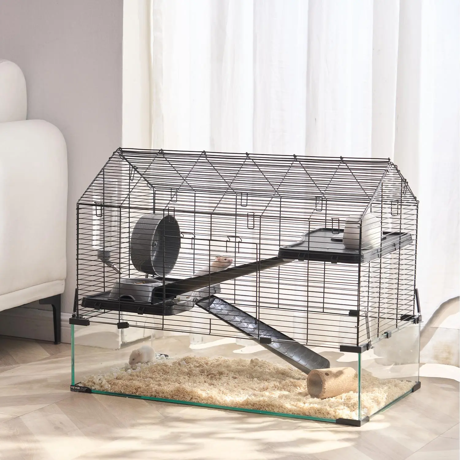 【SummerFinds】VEVOR Hamster Cage,  , 360° Viewing Transparent Hamster Habitats, Small Animal Cage, 29.5 x 17.3 x 24 in, Ventilated Pet Mouse Cages with Water Bottle, Portable Hamster House for Rats, Guinea Pigs