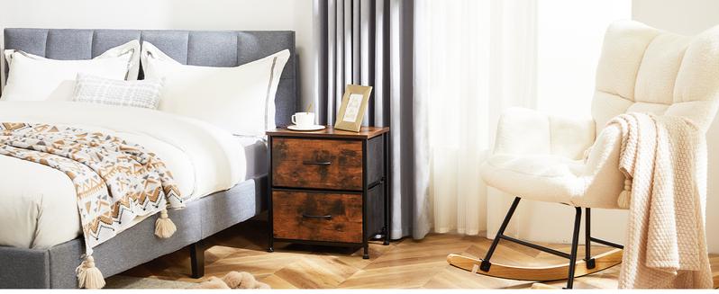 Sweet Furniture F Nightstand with 2 Fabric Drawers, Tall Nightstand, Dresser, Side Table, End Table, Bedside Table, Night Stands, Bedroom Furniture for Living Room, Entryway, Nursery, Closet