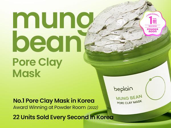 [beplain Official] Skin Detox Clay Mask for Filter Skin | Korea's No.1 Mung Bean Pore Clay Mask 120ml | Deep Pore Cleansing &Skin Repair & Gentle Exfoliation with Mung Bean Complex | Special Porecare