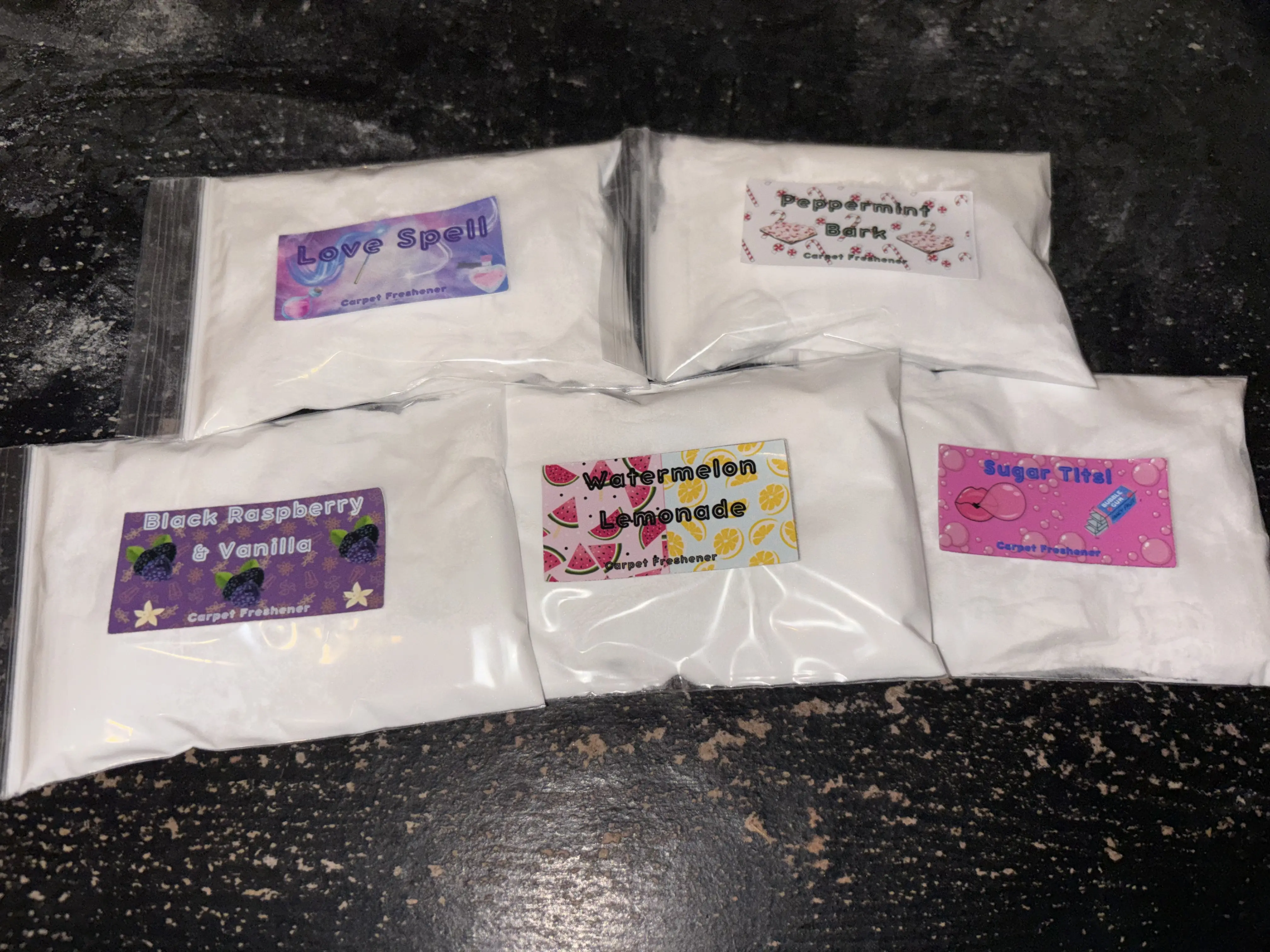 **** DISCOUNTED BUNDLES **** Carpet powder 2oz sample size - SCENTS RANDOMLY CHOSEN - Odor Removal - Power Clean - Vacuum