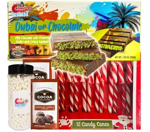 Premium 200 gr Dubai Chocolate, Hot Cocoa Classics with Vanilla Dehydrated Mini Marshmallow, Candy Cane 12 Pieces,Luxury Christmas Gift Set