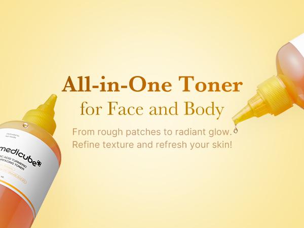[NEW] Kojic Acid Turmeric Toner for Face & Body | Daily Toner for Uneven Skin Tone & Texture | Niacinamide, Glycolic Acid for Clear Glass Skin | Korean Skin Care | 250ml