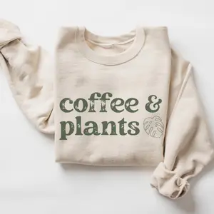 Plant Sweatshirt • Retro Coffee & Plants Sweater • Houseplant Crewneck • Monstera T • Unisex Plant Lovers Gift • Womens Botanical Sweatshirt