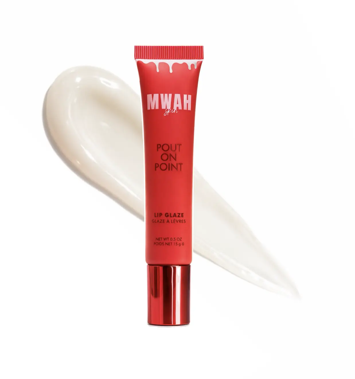MWAH Pout On Point Lip Glaze - Iced Out Hydrating Gloss - Zero Stickiness, Juicy Shiny Glow