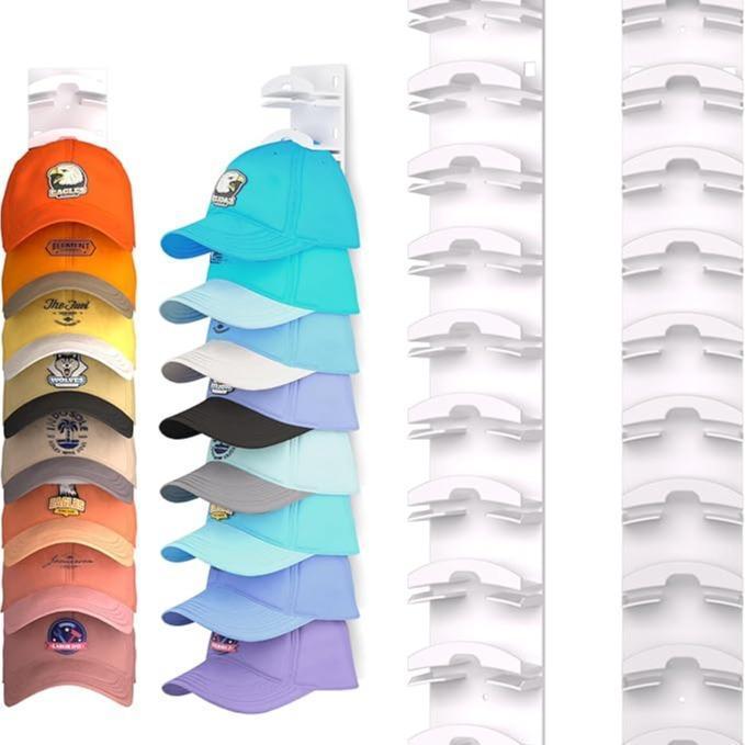 Hat Organizer for Baseball Caps Wall-Mounted Multilayer Adjustable Hat Rack with Strong Adhesive Hold up to 10 Hats for Door Closet Cap Storage [0]