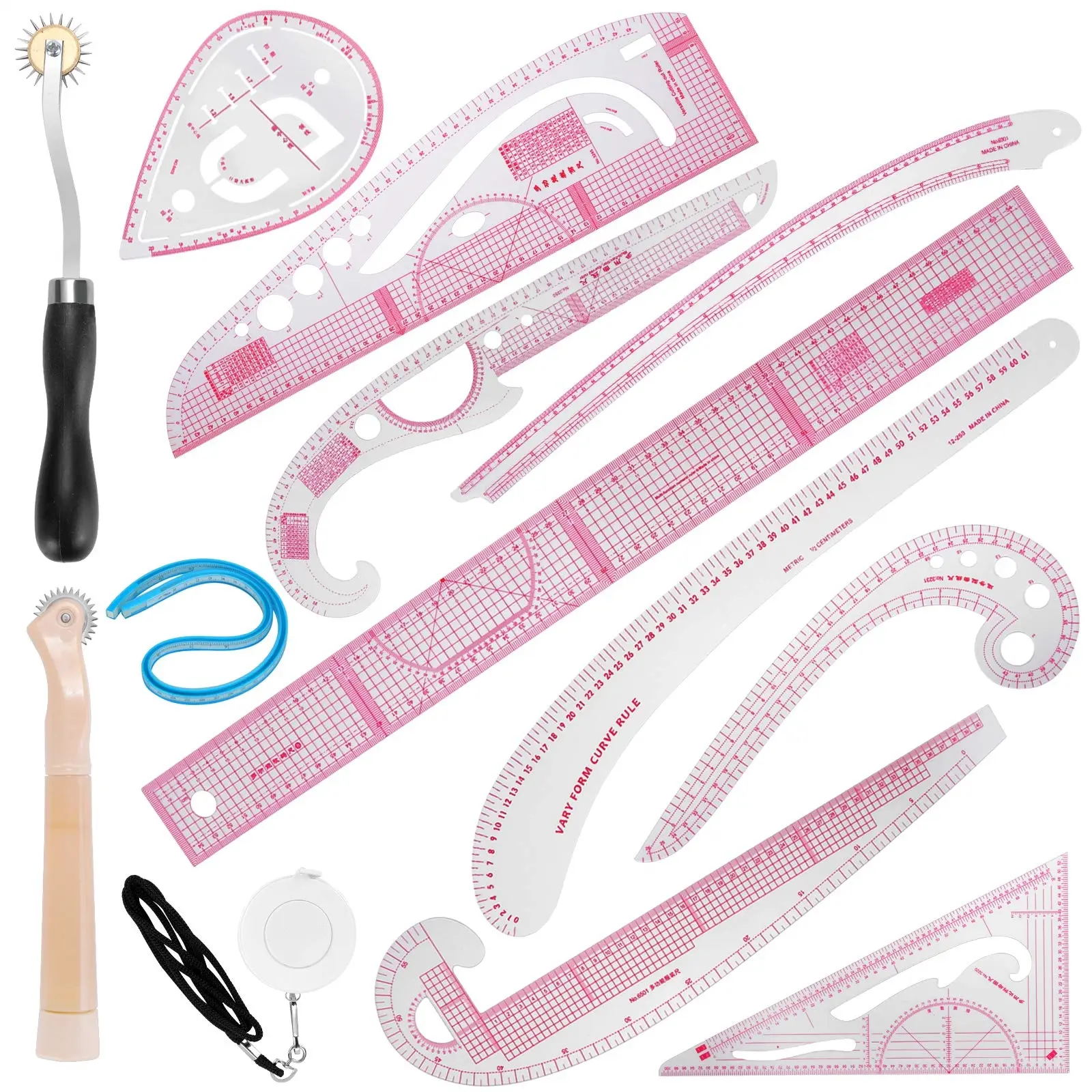 [Summervibes] A Set of 13/9 Pcs Styling Sewing French Curve Ruler Set,Dress Makers Rulers Clear Sewing Tailors Pattern Making Ruler for Fashion Design and Guides,DIY Hand Tools Kits