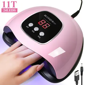 96W UV LED Nail Lamp Light Dryer for Nails Gel Polish with 24 Beads 3 Timer Setting & LCD Touch Display Screen, Auto Sensor, Professional Nails, Pink