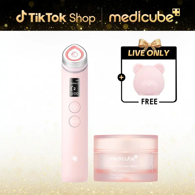 [LIVE Exclusive] [medicube] Booster Pro Pink Bear Edition Skincare SETㅣPair Kbeauty Viral Glass Glow Device with Skincare