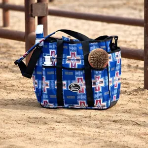 Western Equine Groom Tote - Round Up Pattern Multiple Pockets and Easy Carry Handle