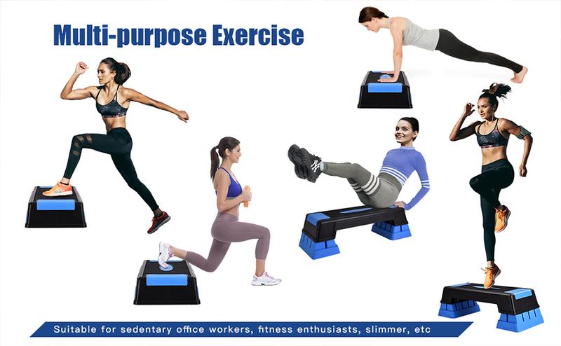 [Costway] 30'' Aerobic Stepper with Risers, 5” 7” 9” Levels Height Adjustable, Workout Fitness Exercise Step Platform Trainer with Non-Slip Foot Pads, for Home/Gym-Springtok