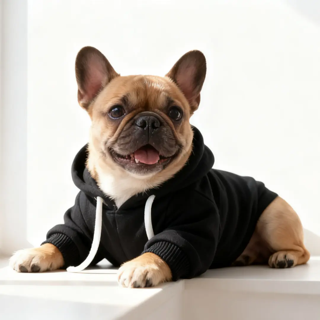 Dog Cozy Hoodie Sweater - 100% Cotton, Runs Small (Size Up), Concealed Leash Buckle Chest Pocket, Lightweight, Plain, Fashionable Style, All Seasons, Full Leg Freedom, Local Pet Shipping