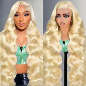 613 Blonde 13X6 Body Wave HD Transparent Lace Frontal Pre Plucked 180% Density Colored Human Hair Wigs Straight Lace Front wig For Women Can be Dyed & Restyle