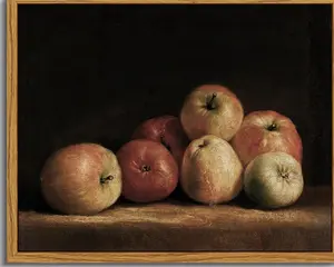VIYYIEA Vintage Framed Apple Wall Art, Kitchen Bedroom Dining Room Fruit Art Decor, Still life of apples Canvas Print Paintings, French Country Home Farmhouse Dark Decor, Frameless Poster M