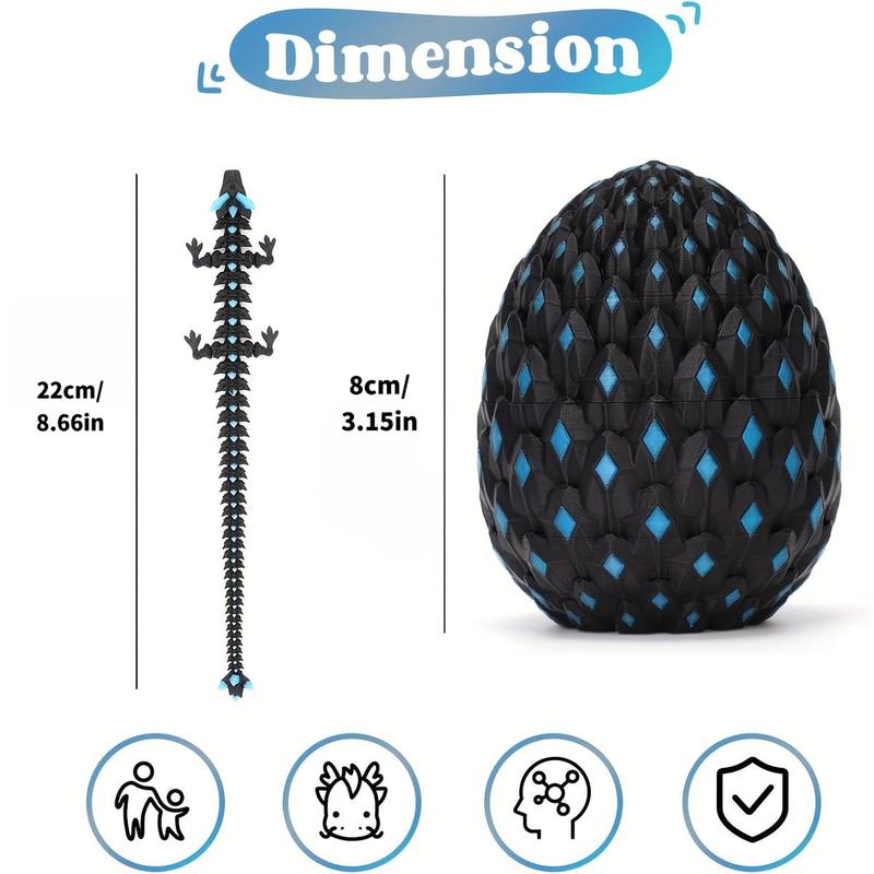 1set 3D Printed Dragon with Eggs Mystery Dragon Egg Glow in The Dark 3D Print Dinosaur Eggs for Home Decor Funny Gift Staute