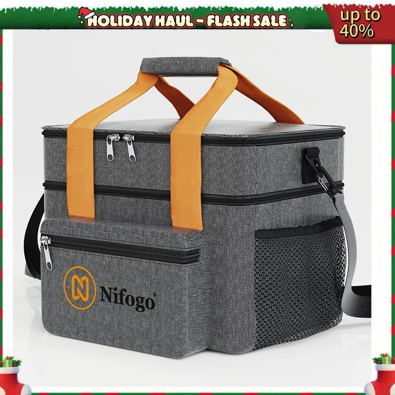 Nifogo 15L Large Insulated Lunch Bag - Reusable Water Resistant Cooler Tote for Women Men, Portable for Work & Picnic