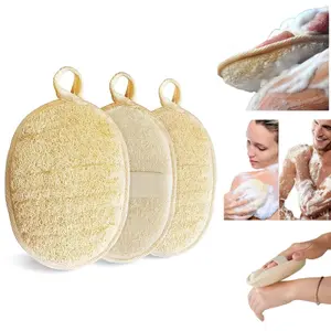 3PCS Premium Natural Loofah Sponge Exfoliating Body Scrubber, Shower Loofah for Men, Women and Kids, Shower Scrubber for Body and Face, Made with Luffa Sponge