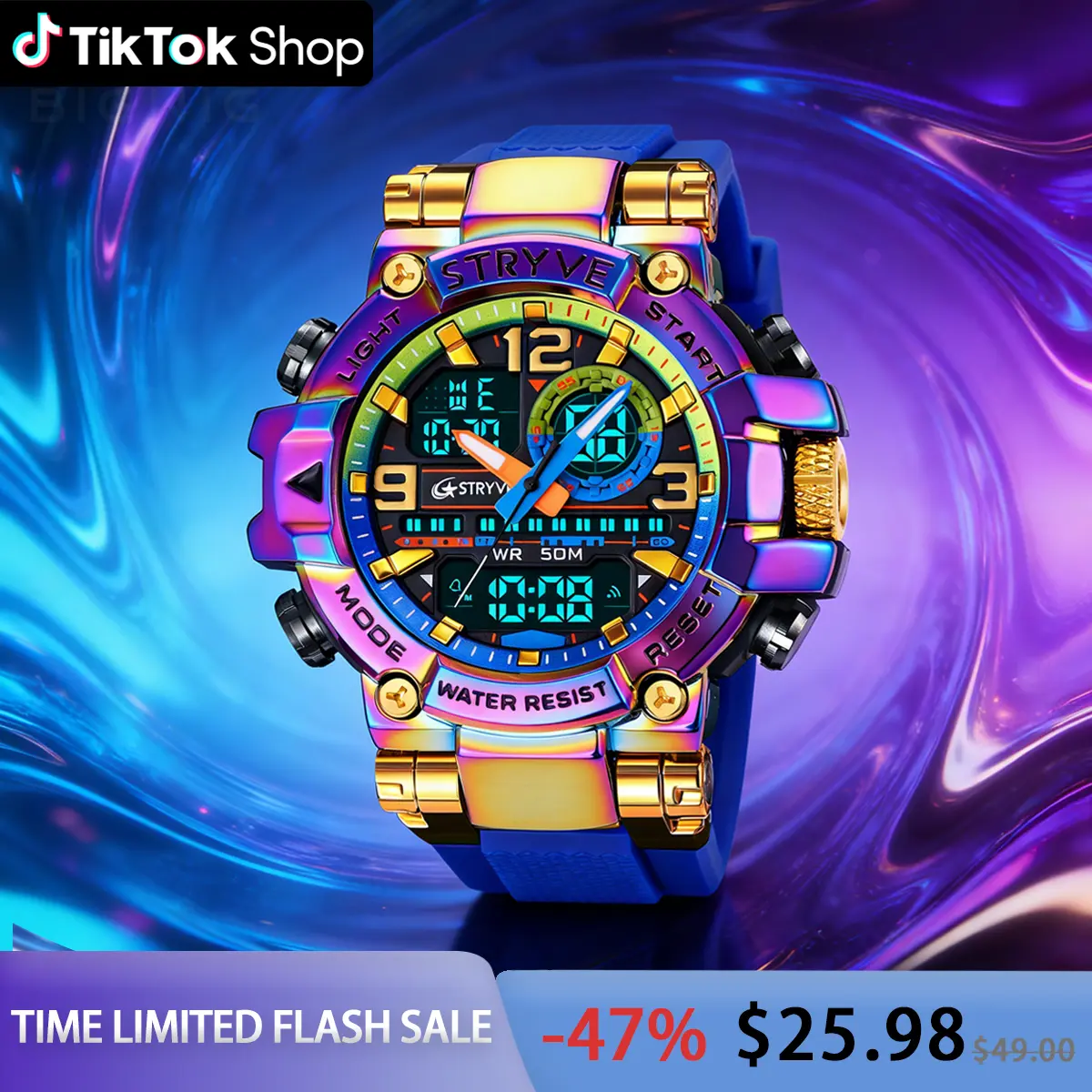 Men's Tactical Military Digital Watch - 55mm Large Face, 50M Waterproof, Date, Multi-Function, LED Alarm, Rugged, Luminescent, Adjustable, Battery-Operated, Illuminated for Training, Hiking, Luminescent Digital Watches, Adjustable Digital Watches