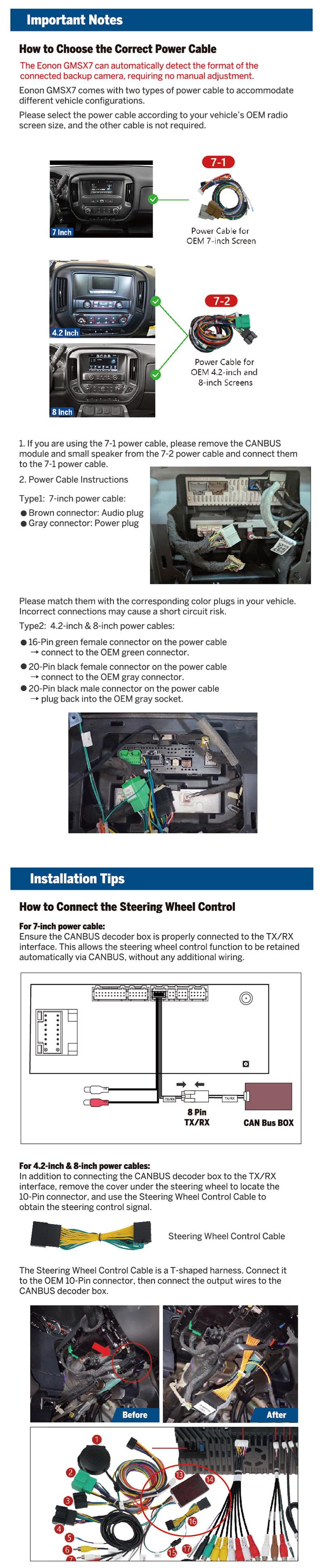EONON Car Stereo for Chevy Silverado GMC Sierra 2014-2018, Wireless CarPlay & Android Auto Car Radio Touch Screen, 10.1" Android 13/14 Car head unit, SWC, Sub, BT, Backup Camera - GMSX7A / GMSX6S2