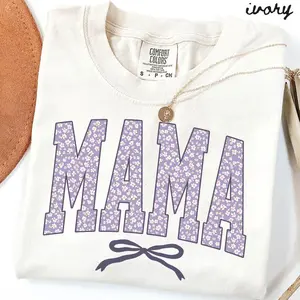 (Sale Up To 50%) Comfort Colors Mama Shirt, Ditsy Floral Mom Shirt, New Mothers Day Tshirt, Cute Gift For Mom, Trendy Tee, Pregnancy Reveal