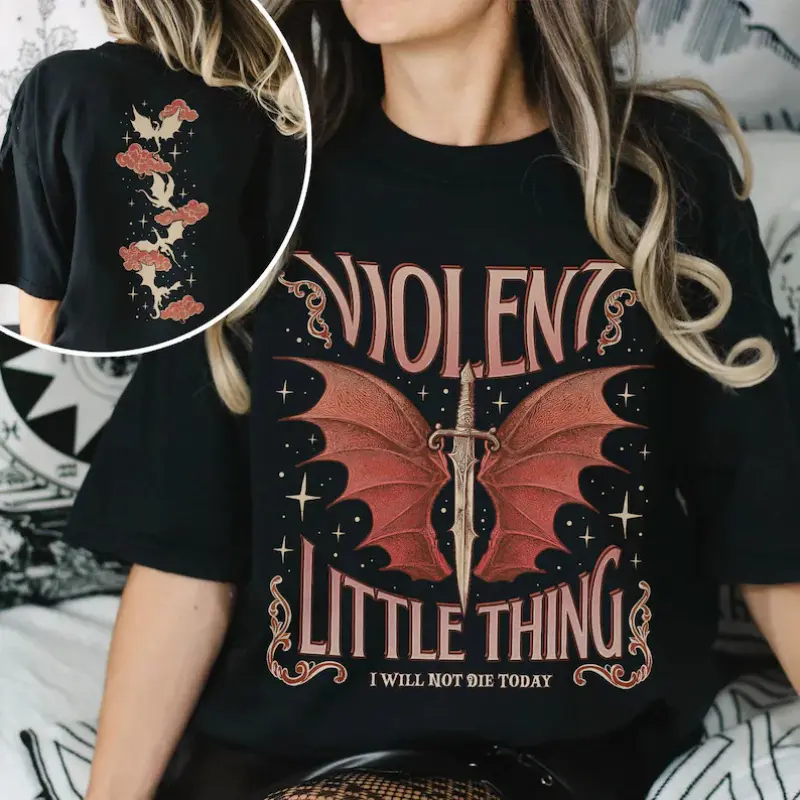 Fourth Wing Fan T Shirt, Violet Sorrengail T-shirt, Violent Little Thing T-shirt, Xaden Riorson Tee, Dragon Rider, Bookish Gift